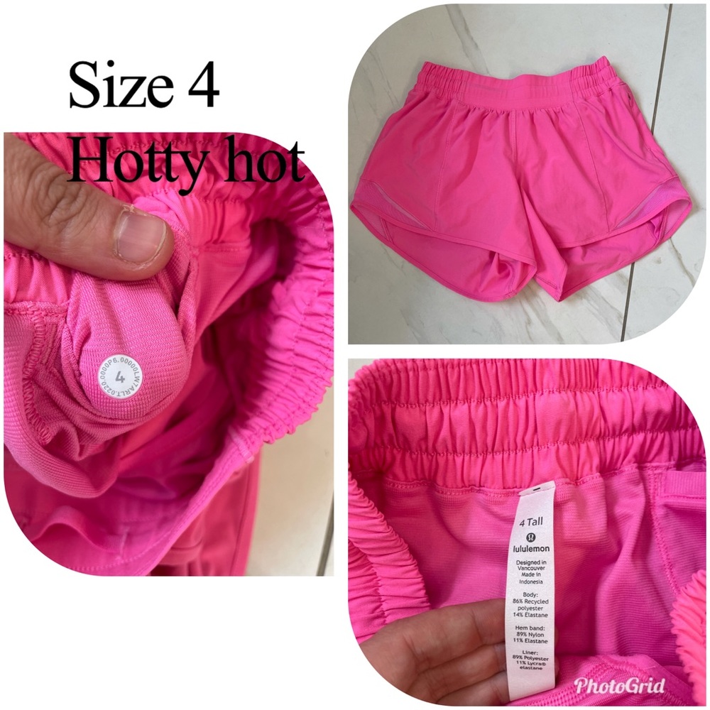 Lulu Lemon Hot Pink Hotty Hot 4 inch Size 4